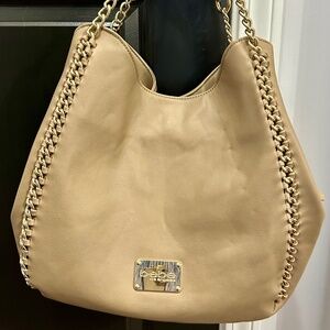 BEBE Colette triple entry hobo gold purse